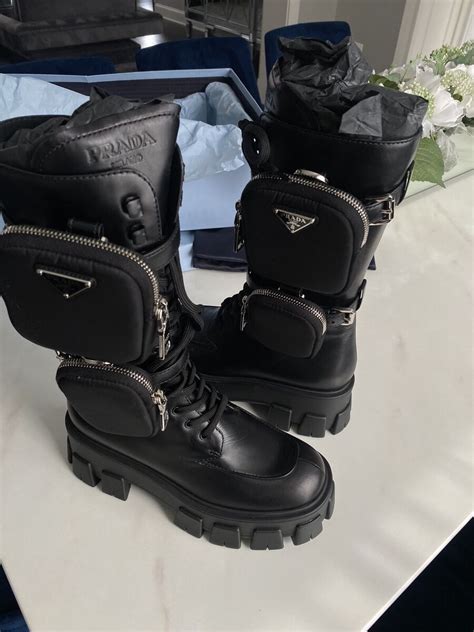 replica prada hiking boots|prada combat boots with pouches.